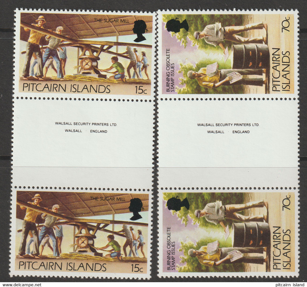 Pitcairn-Islands  1981   SG Nr. 179a+182a    Mi.nr. 168a+171a   MNH   Gutter Pair - Pitcairn Islands