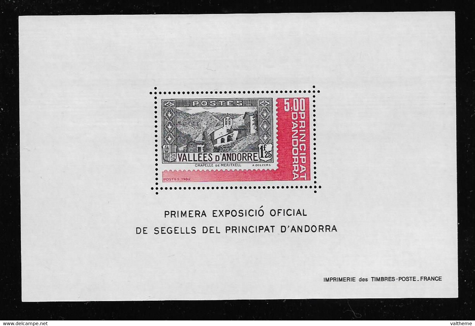 ANDORRE  ( EUAND - 925 )  1982  N° YVERT ET TELLIER     N° 1  N** - Hojas Bloque