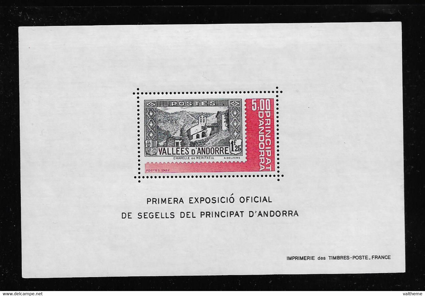 ANDORRE  ( EUAND - 926 )  1982  N° YVERT ET TELLIER     N° 1  N** - Hojas Bloque