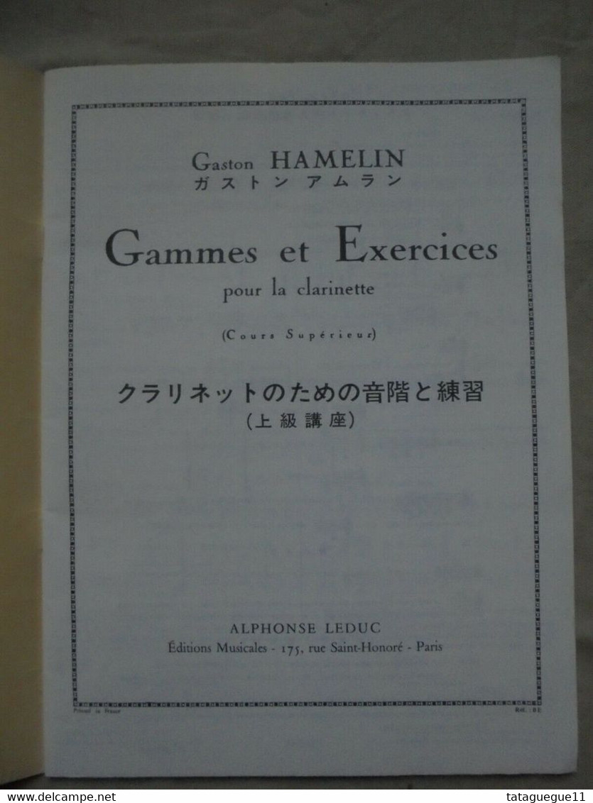 Vintage - Livre Gammes Et Exercices Pour La Clarinette Gaston Hamelin 1979 - Opera