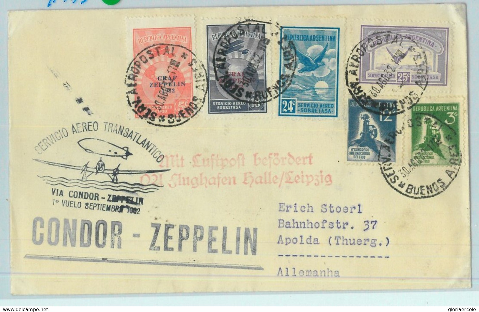 94092 - ARGENTINA - POSTAL HISTORY - COVER To GERMANY Via ZEPPELIN 1932   #  173 - Briefe U. Dokumente