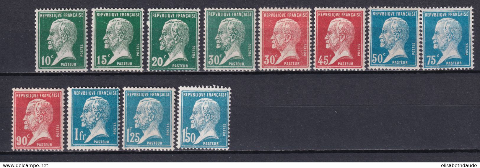 1923/26 - YVERT N° 170/181 * MLH - COTE = 95 EUR. - PASTEUR - Neufs