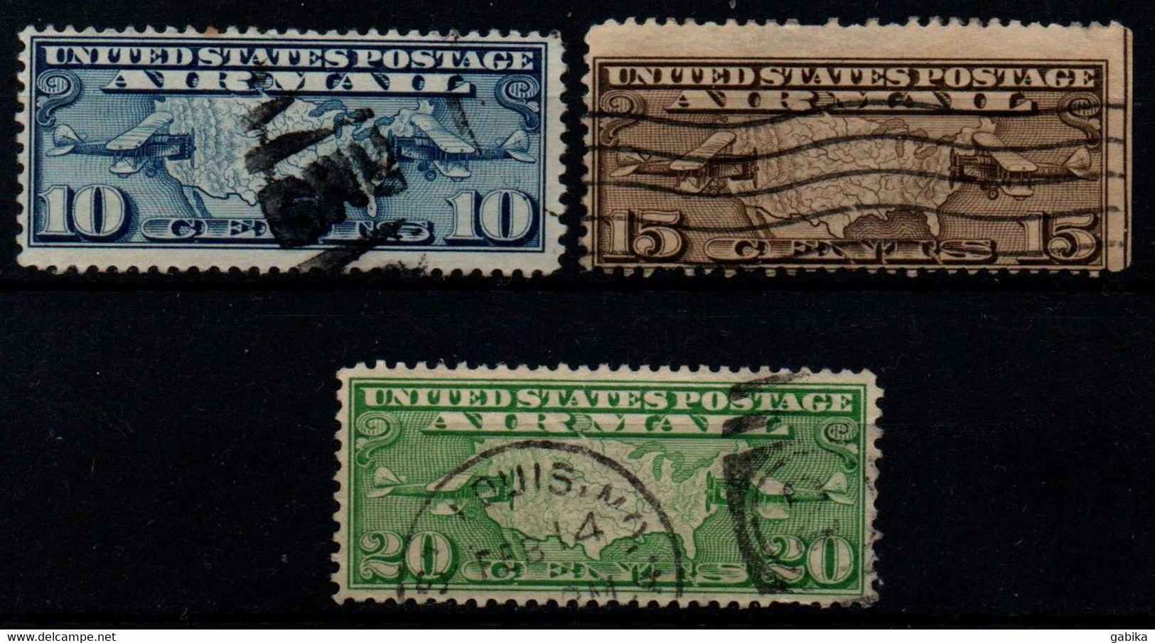 USA 1926, Scott C7-C9, Used, Air Mail, Map - 1a. 1918-1940 Gebraucht