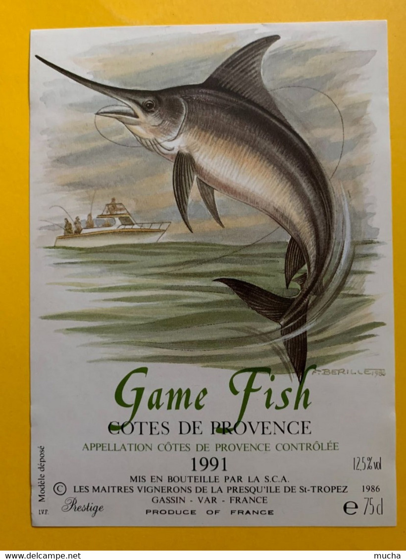 18444 - Game Fish Côtes De Provence 1991 - Fische