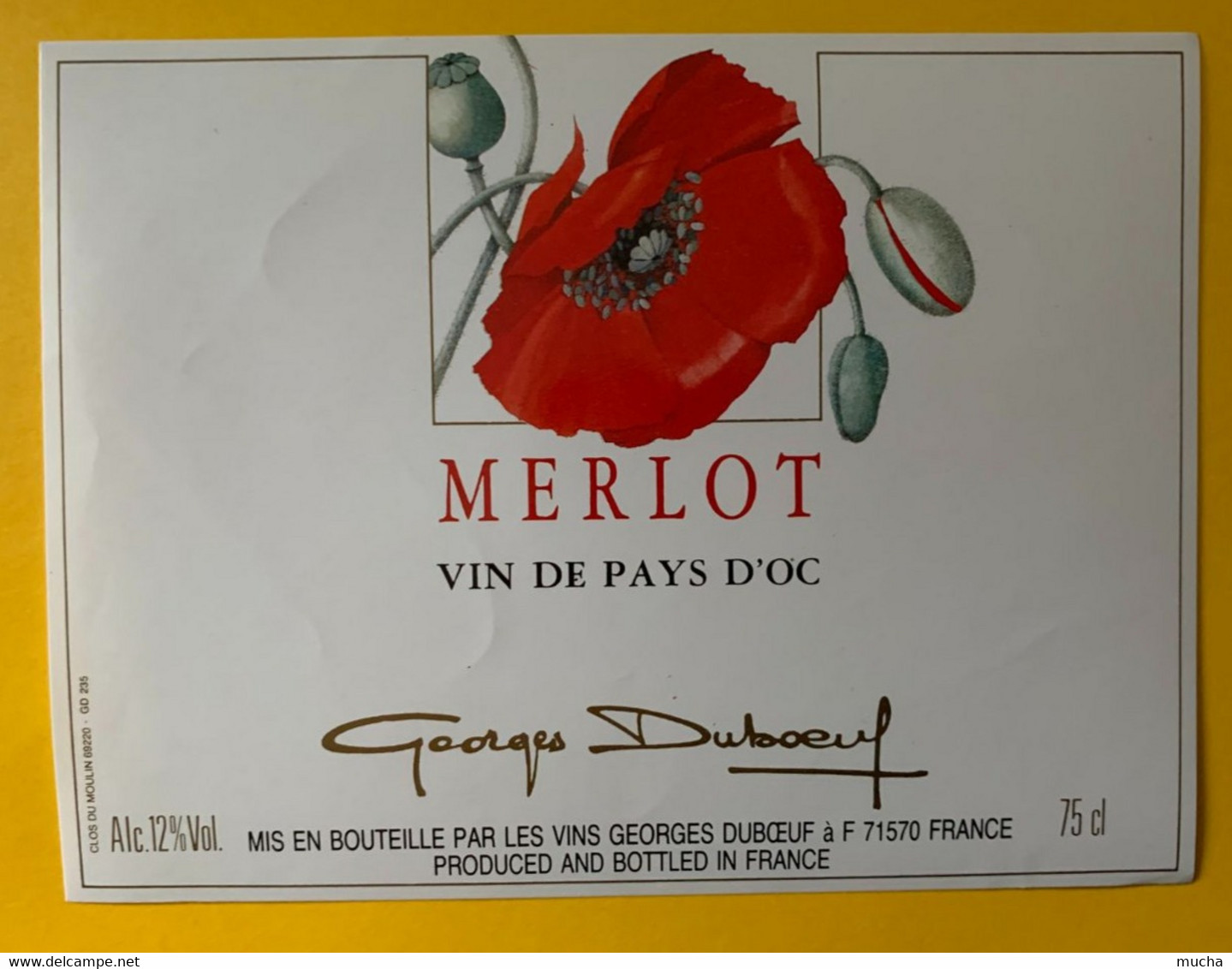 18447 - Merlot Vin De Pays D'Oc Georges Duboeuf Pavot - Fleurs