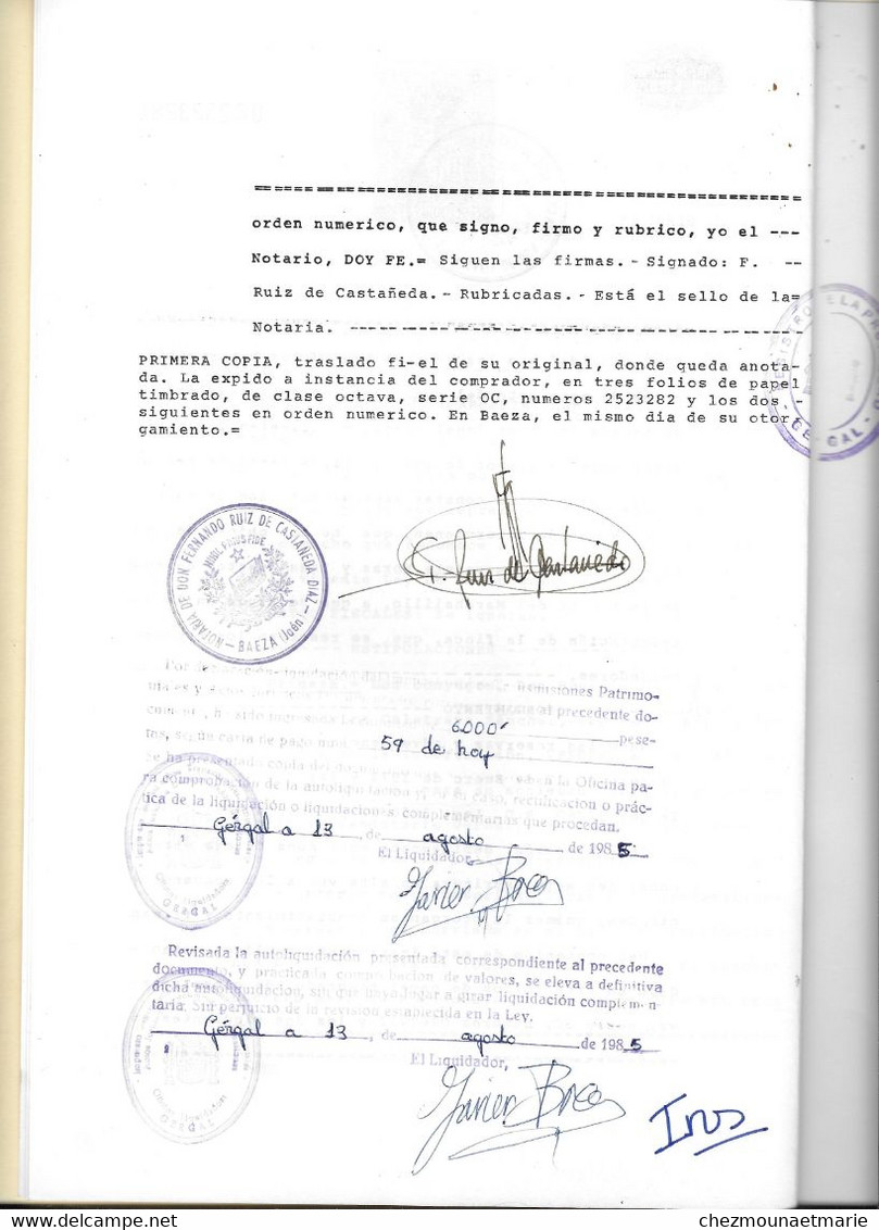 1985 DIEZ ESPAGNE - MARTINEZ DON ROGELIO CABRERIZO UBEDA RUIZ FABREGA - NOTAIRE CASTANEDA DIAZ - 7 PAGES - Documents Historiques