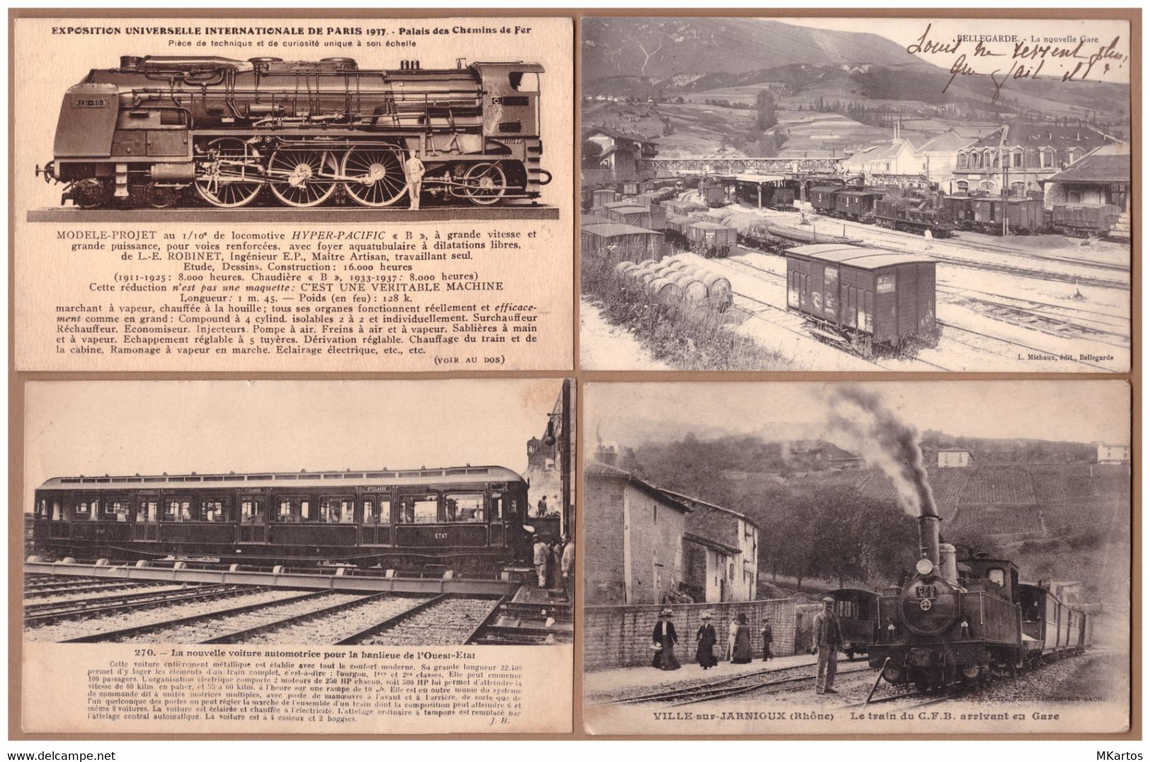 Loco - Gare De Bellegarde - Ville Sur Jarnioux - Expo PARIS 1937 - - Trains