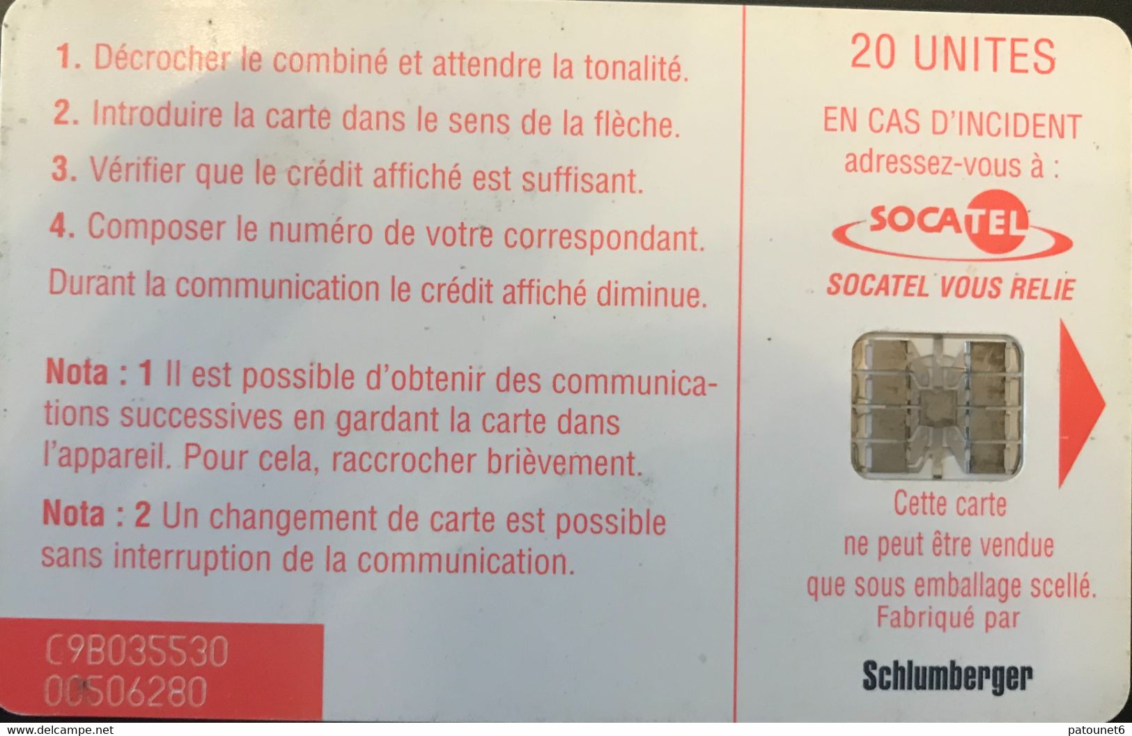 REPUBLIQUE CENTRAFRICAINE  -  Phonecard  -  SOCATEL - Antilope -  20 Unités - SC 7 - Centrafricaine (République)