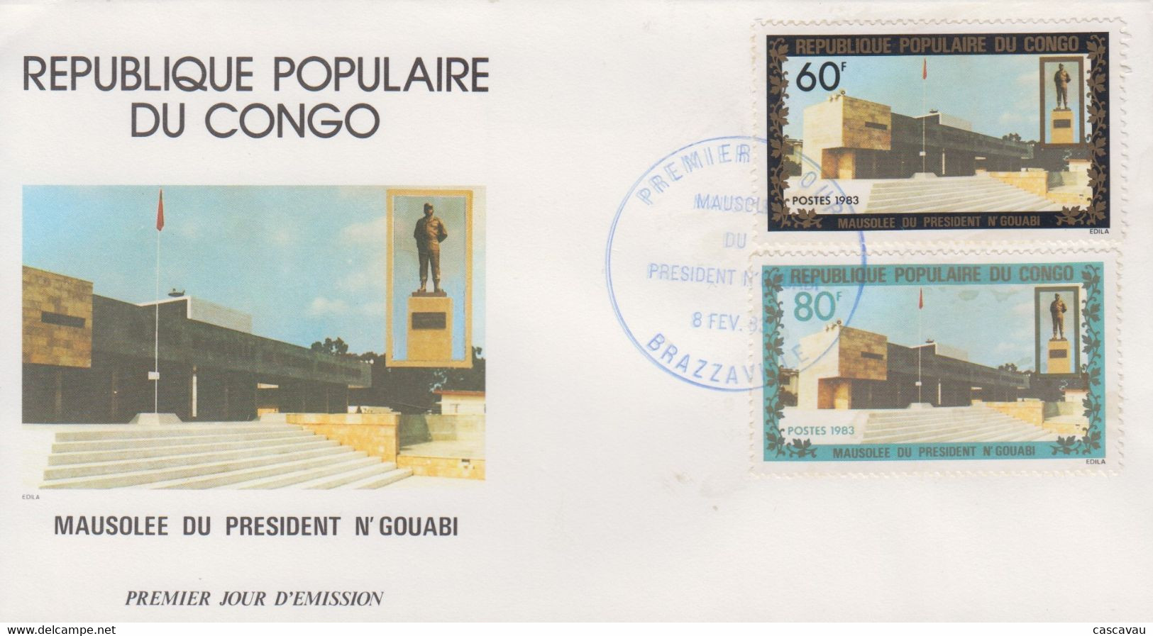 Enveloppe  FDC  1er  Jour   CONGO    Mausolée  Du   Président   N' GOUABI    1983 - FDC