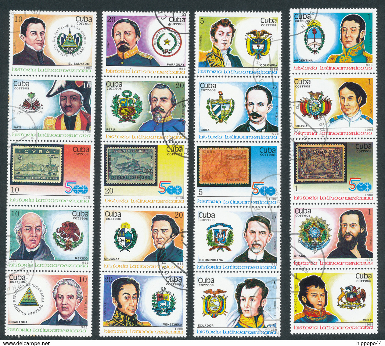 1988 Cuba, Y&T 2879/2898 Oblitérés, Personnages Historiques Latinoaméricains - Autres & Non Classés