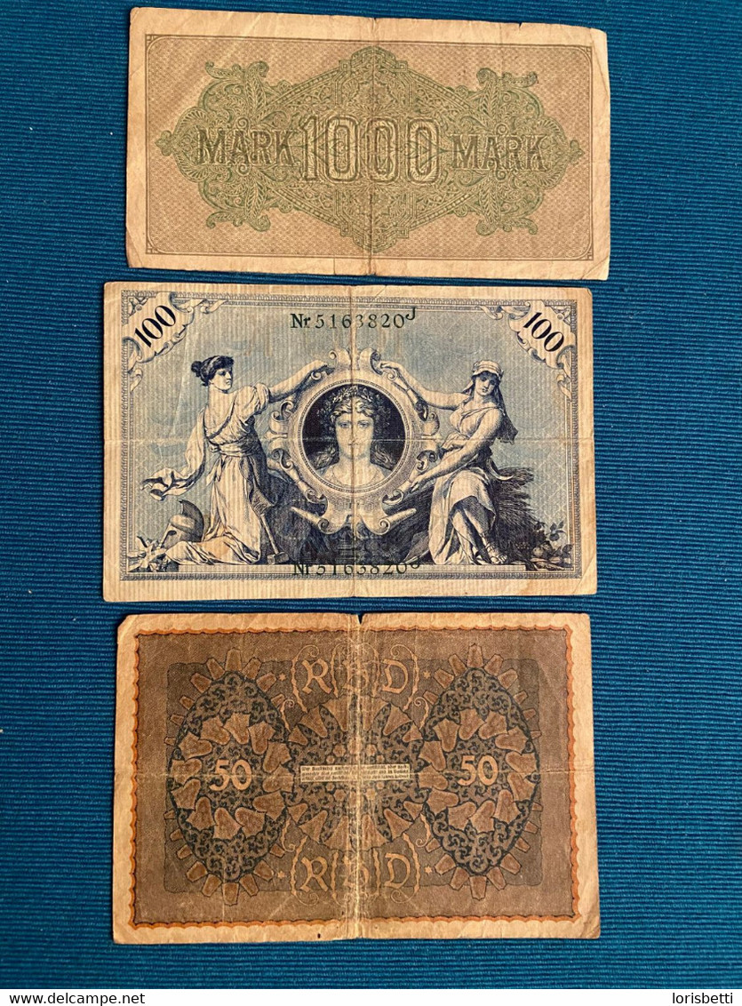 3 Banconote Germania Circolate  Reichsbanknote 1908-1920-1922 - Non Classificati