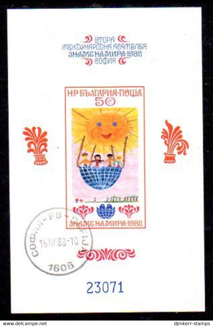 BULGARIA 1982 Banner Of Peace Imperforate Block Used.  Michel Block 125B - Oblitérés
