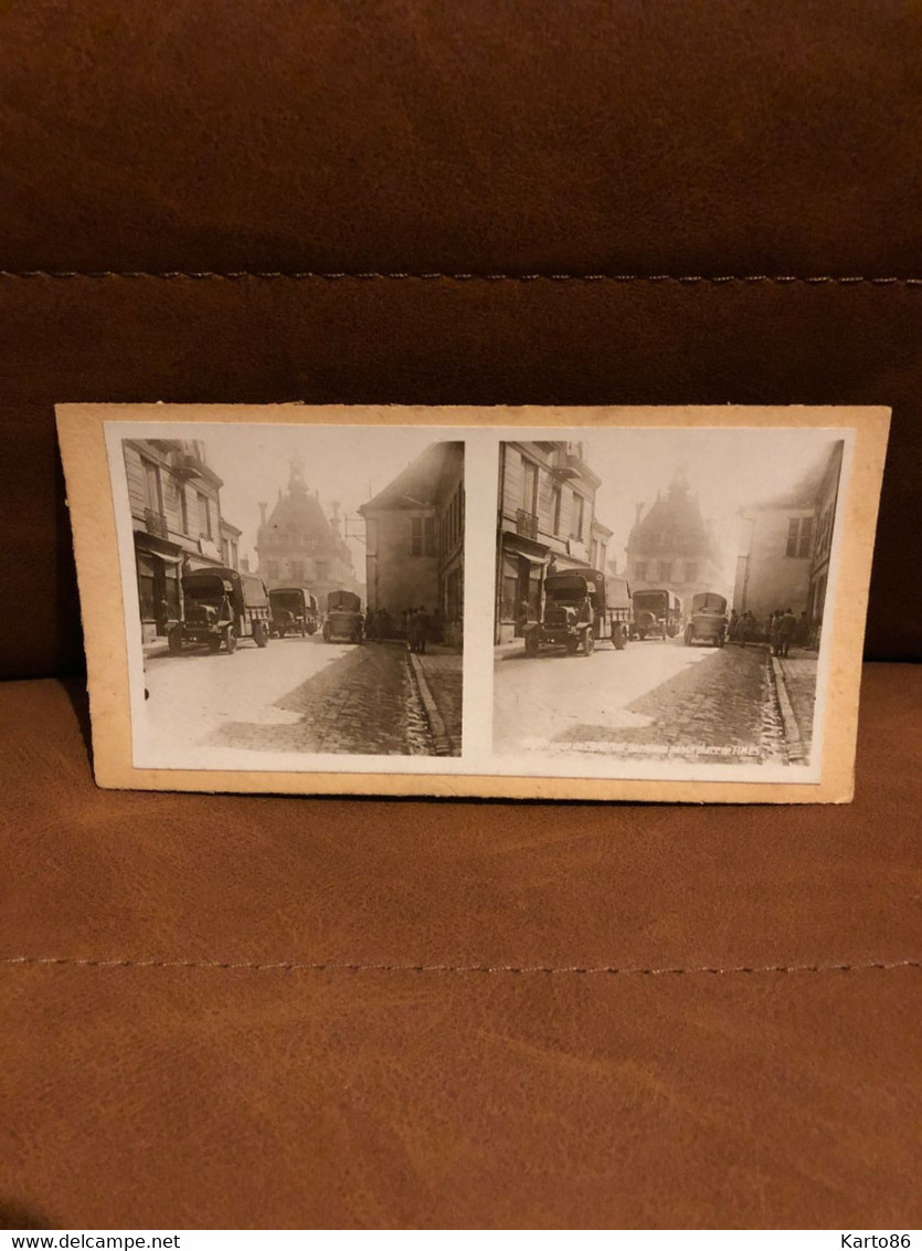 Ww1 Guerre 1914 1918 War * Craonne * Convoi De Camions Place De Fimes * Photo Stéréo - Craonne