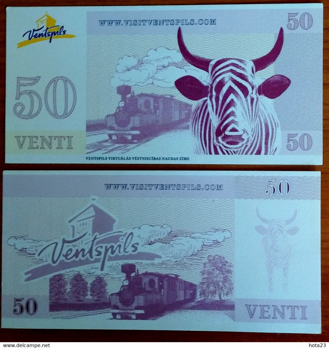 2011 50  VENTI - LATVIA , Lettland , Lettonia  Local Currency Venspils City,cow , Train , Railway , Lokomotive  Unc - Lettland