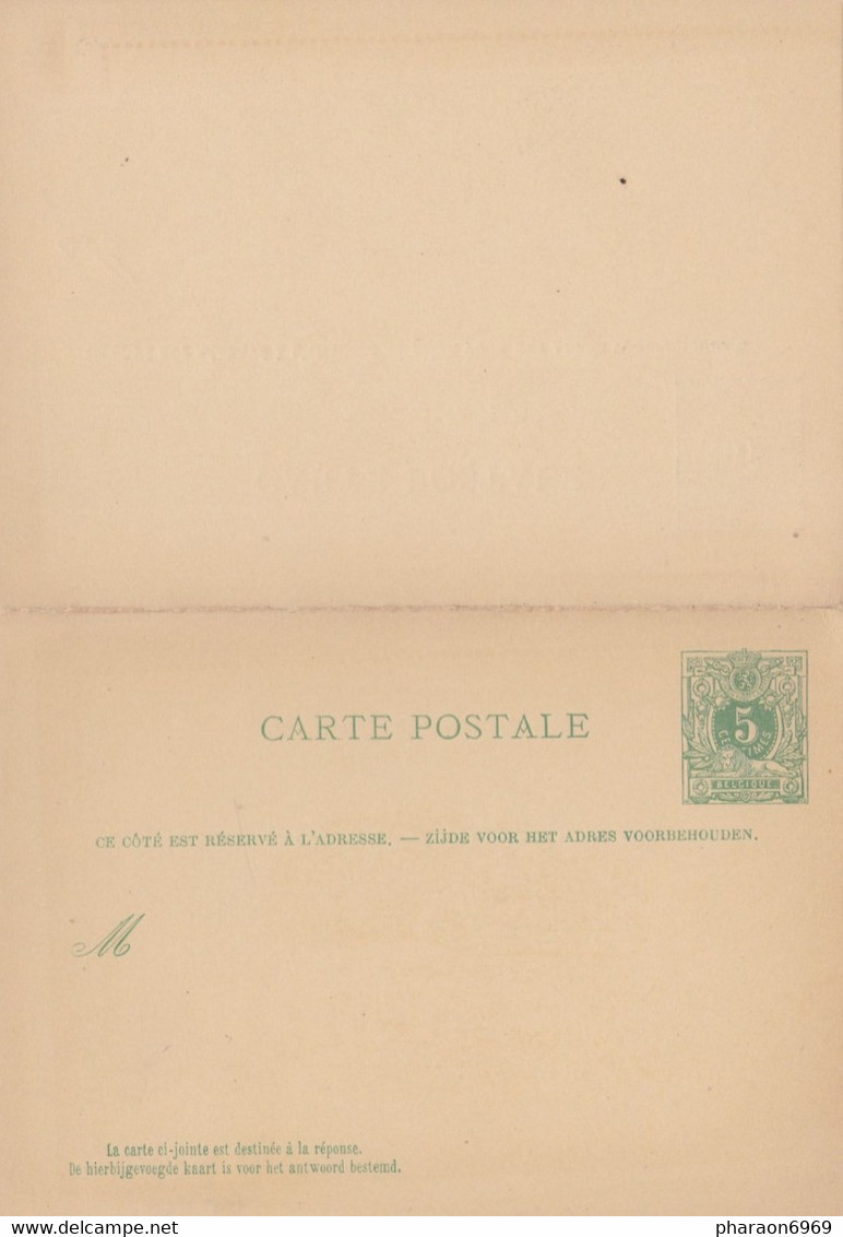 Carte Entier Postal Avec Réponse Met Antwoord Lion Couché - Tarjetas 1871-1909