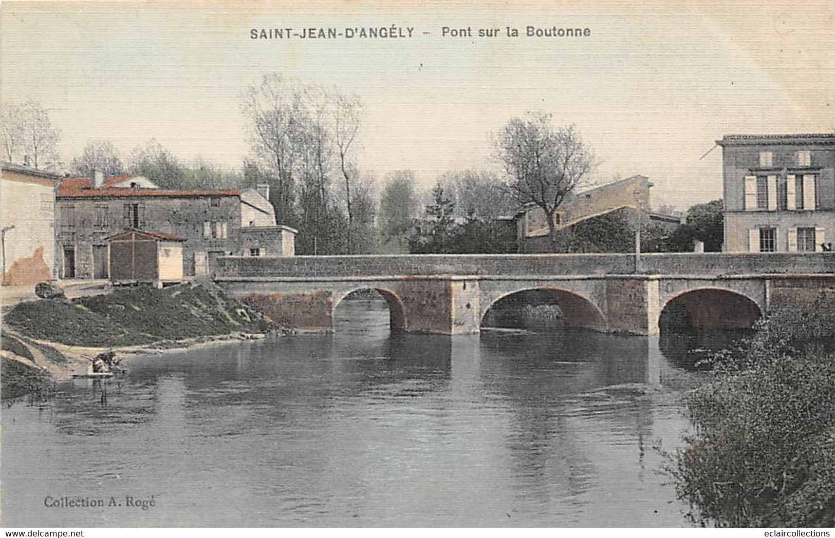 Saint Jean D'Angély           17        Pont Sur La Boutonne    Colorisée Et Toilée       (voir Scan) - Saint-Jean-d'Angely
