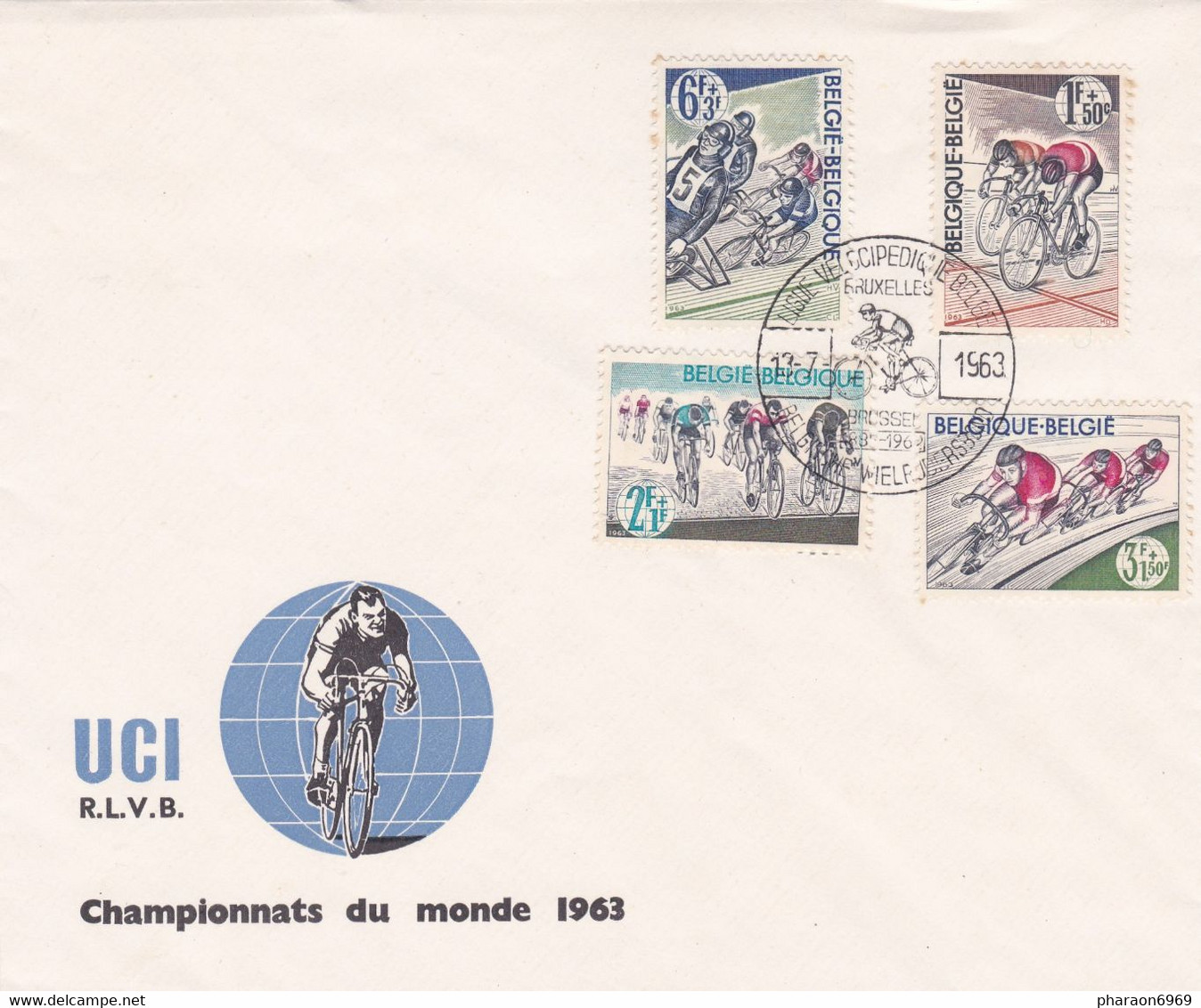 Enveloppe 1255 à 1258 Vélo Cyclisme Championnats Du Monde 1963 - Cartas & Documentos