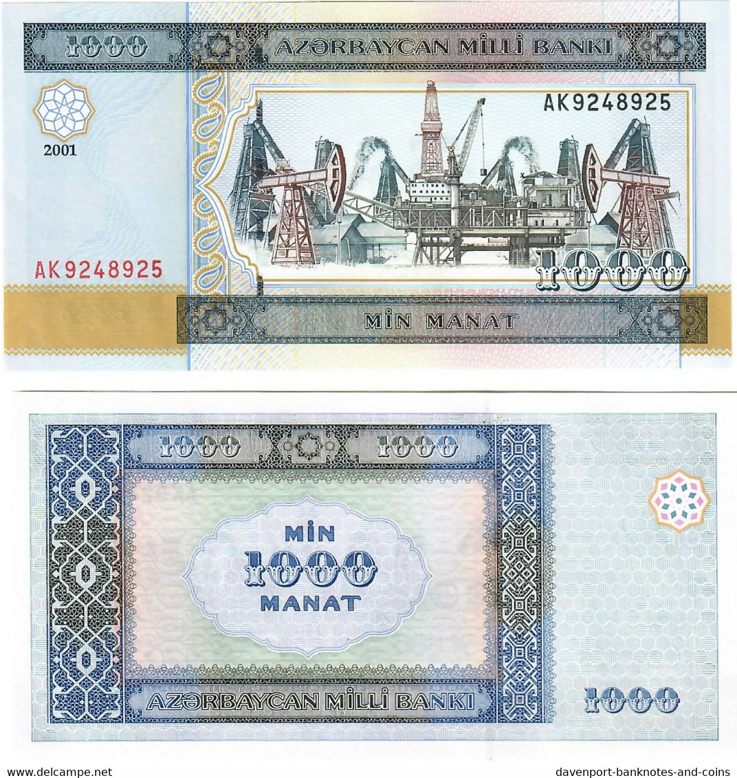 Azerbaijan 1000 Manat 2001 UNC - Azerbaïdjan