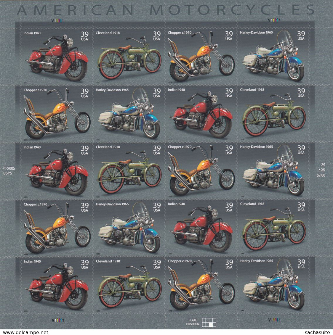 USA Et FRANCE Feuillets Complet Sur Les Motos - Sheets