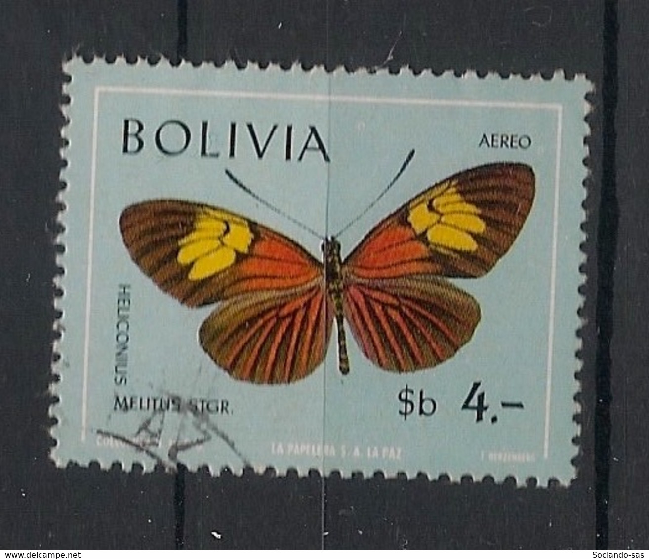 Bolivia - 1970 - Poste Aérienne PA N° Yv. 285 - Papillons / Butterflies - Oblitéré / Used - Butterflies