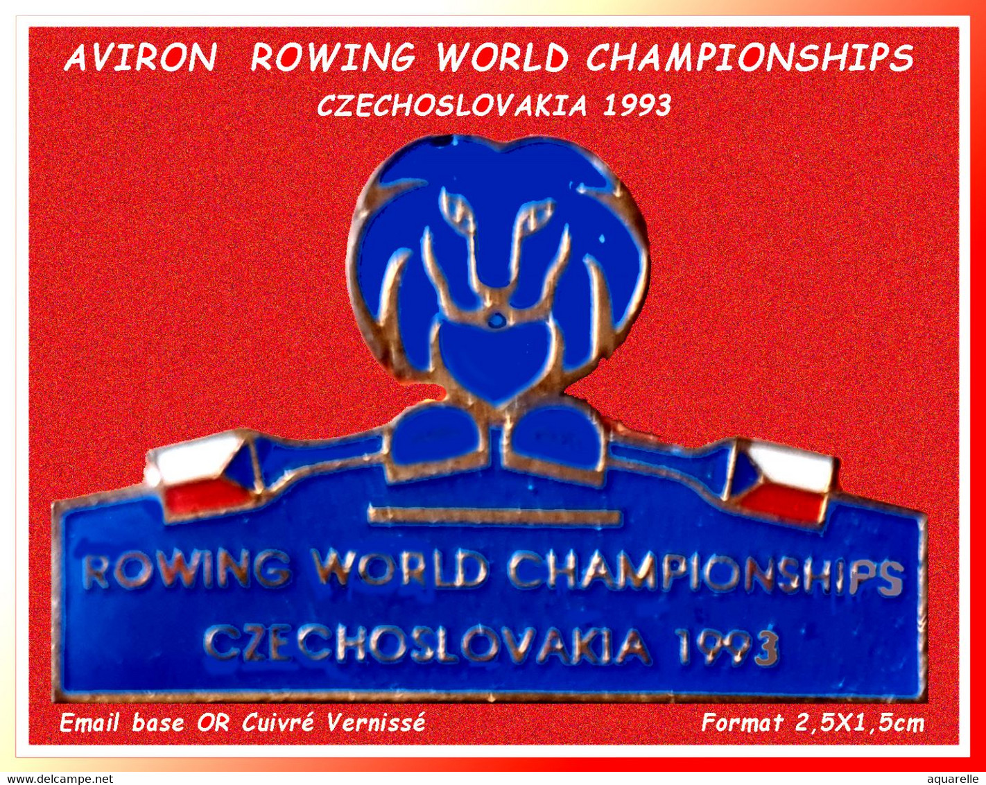 SUPER PIN'S "AVIRON" : EQUIPE De FRANCE, CHAMPIONNATS Du MONDE, TCHECHOSLOVAQUIE 1993 Email Cuivré 2,5X1,5cm - Rowing