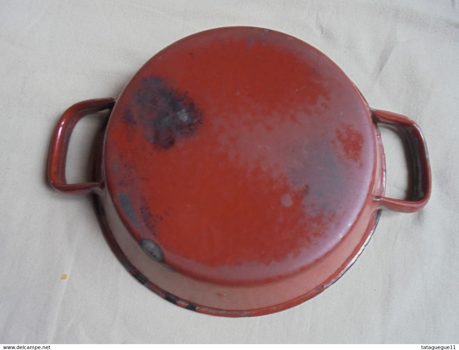 Ancien - Plat à Oeuf En Tôle émaillée Rouge Brun - Töpfe