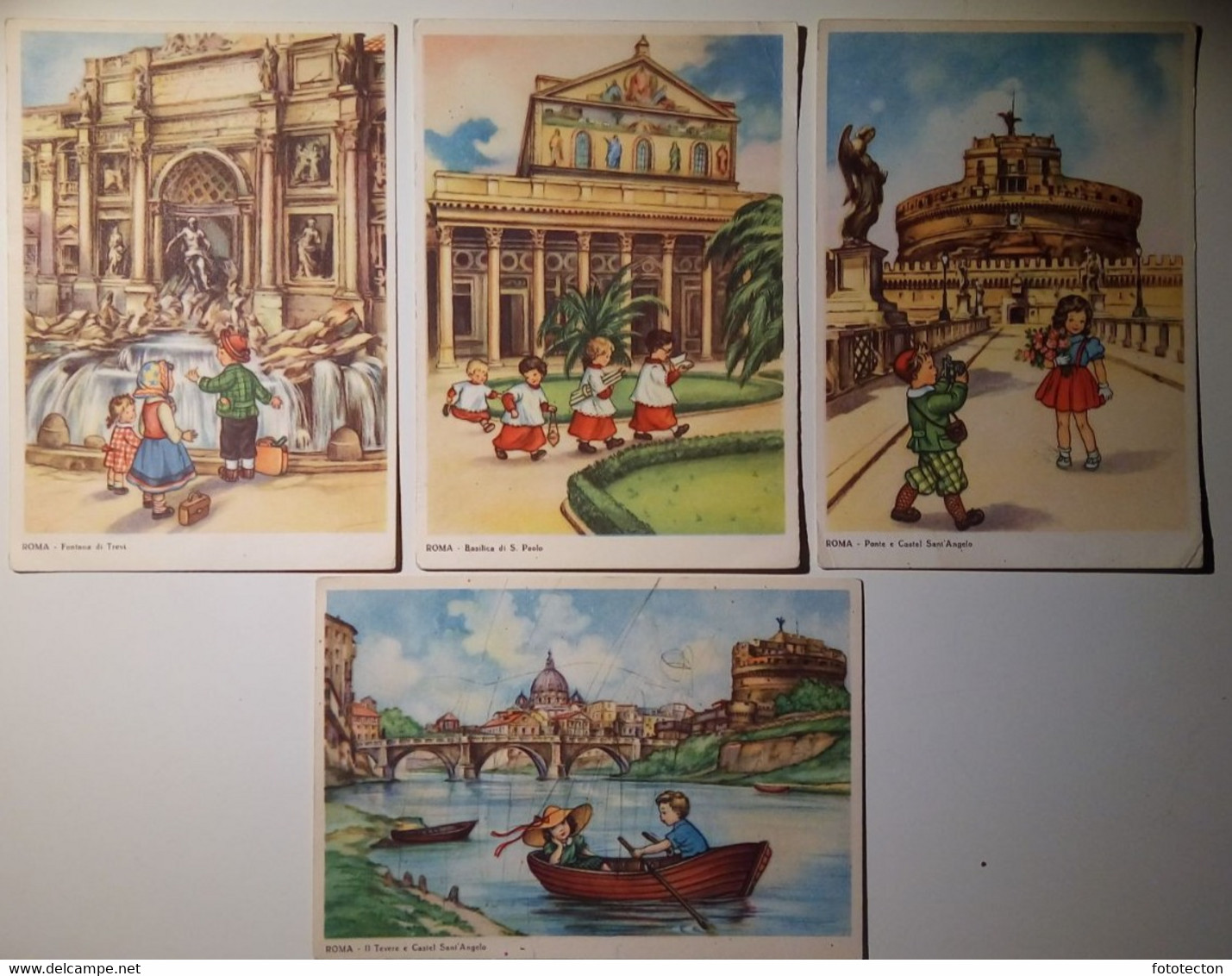 Roma Lotto - Lot 4 Cart - Infanzia, Bambini - Illustratore, Illustateur - Collections & Lots