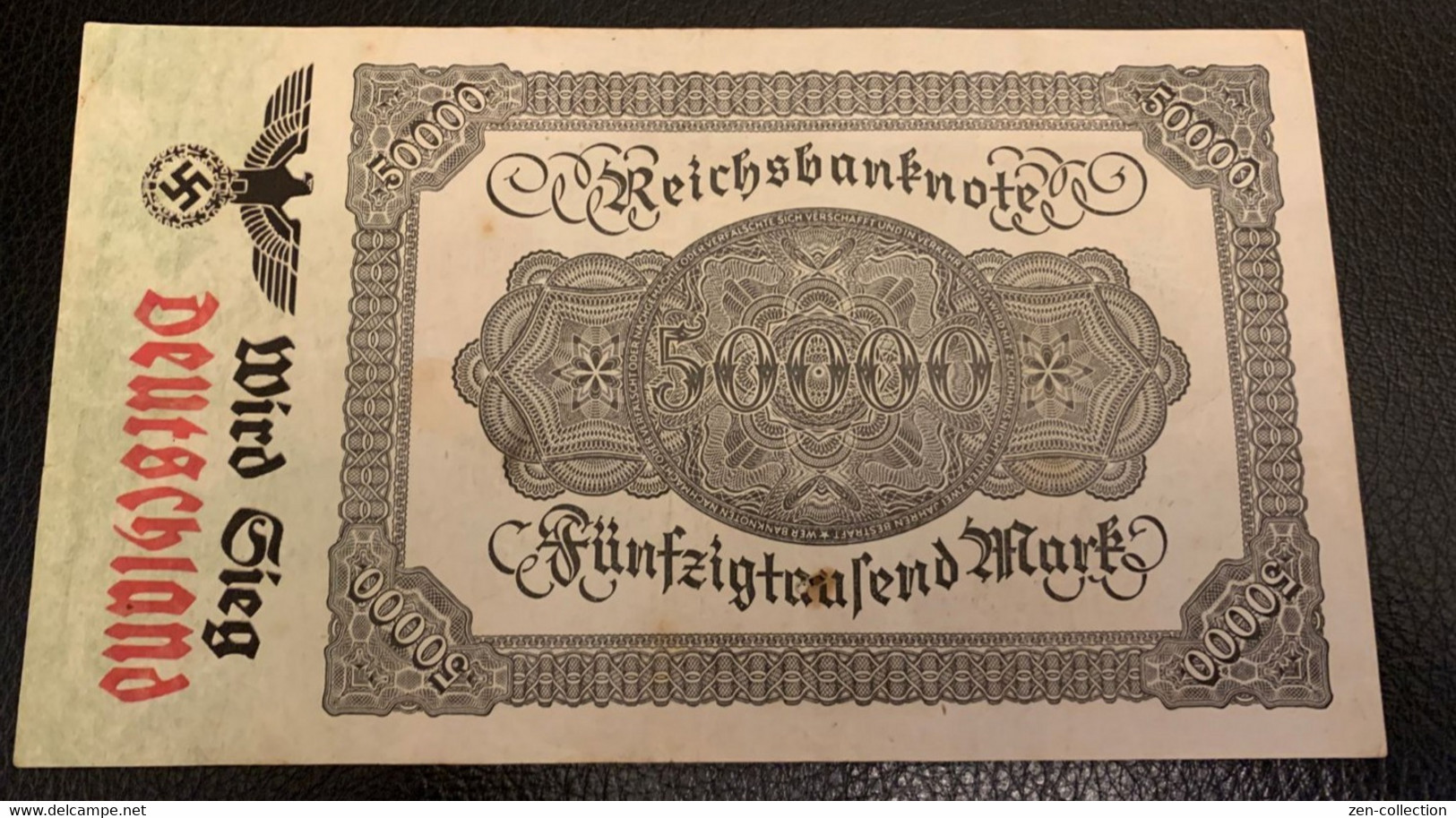 MUSTER Germany Nazi Propaganda FORGERY Overprint On Genuine 50,000 Mark 1922 P81 Banknote VF - Other & Unclassified