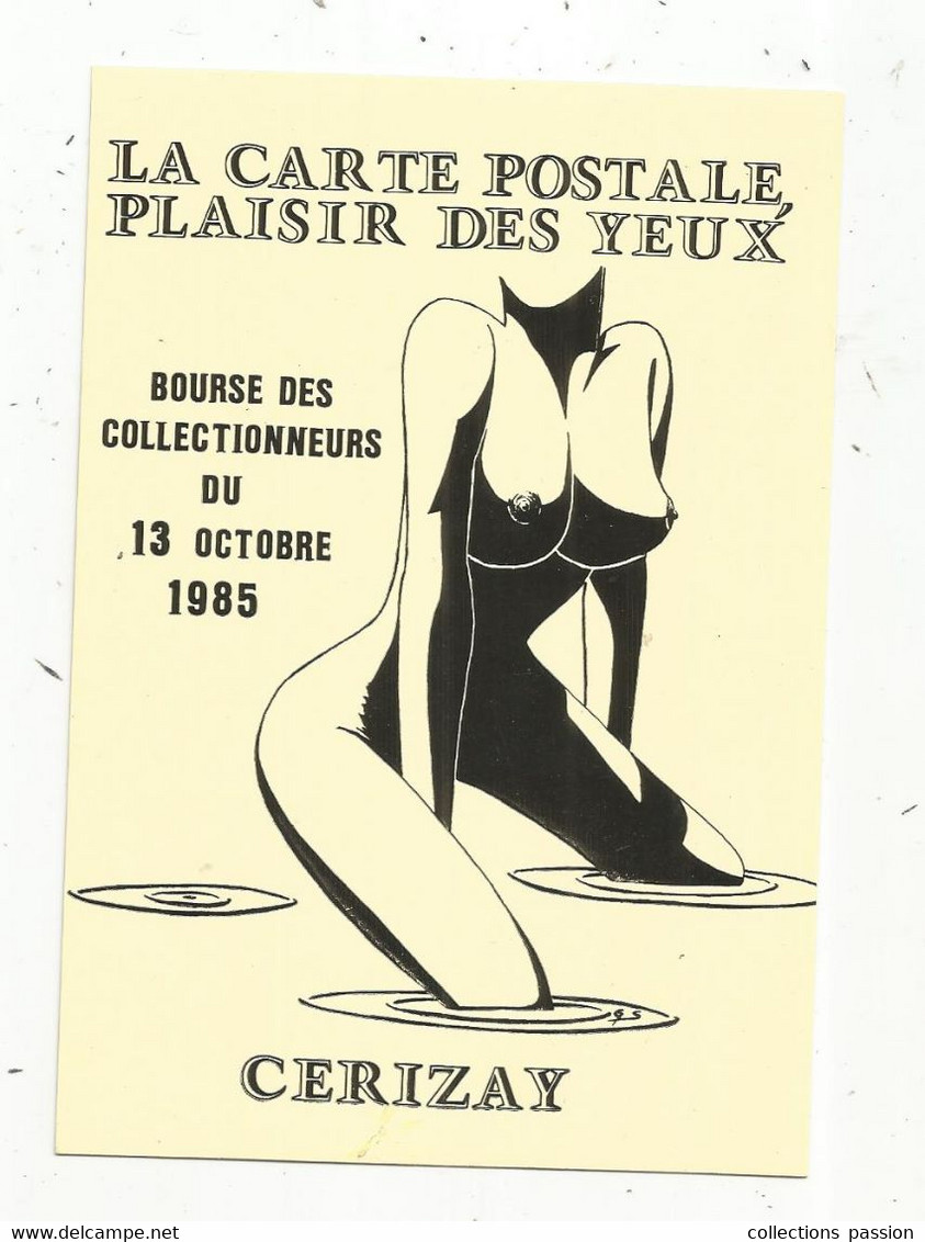 Cp , Bourses & Salons De Collections, 79 ,CERIZAY, Bourse De Collectionneurs ,pin Up,1985 , Vierge ,n° 364/1000 Ex. - Beursen Voor Verzamellars