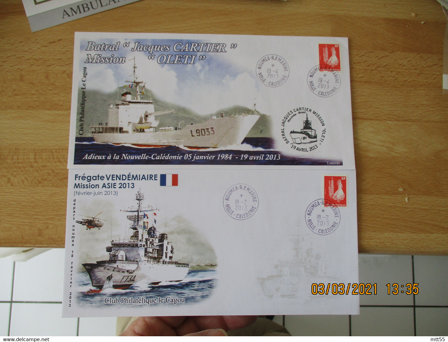 Lot De Poste Navale 6  Lettre  Enveloppe Illustree Jeanne D Arc Porte Helicoptere Et Noumea  Mission Asie - Seepost