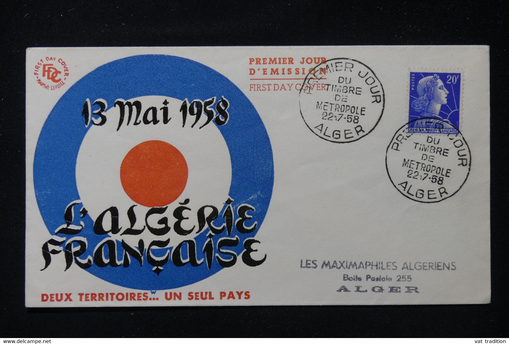 ALGÉRIE - Enveloppe FDC En 1958 - Muller - L 90527 - FDC