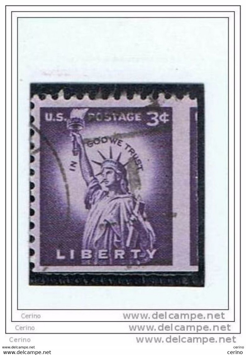 U.S.A.:  1954  STATUE  OF  LIBERTY  -  WIDER VARIETY  -  3 C. USED  STAMP  -  YV/TELL. 581 - Abarten & Kuriositäten