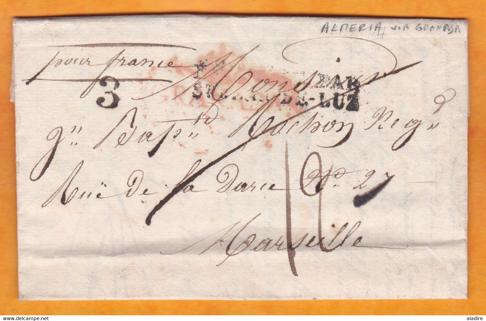 1830 - Lettre Pliée Avec Correspondance En Français De 2 Pages D' Almeria, Andalucia, Espana Vers Marseille, France - ...-1850 Préphilatélie