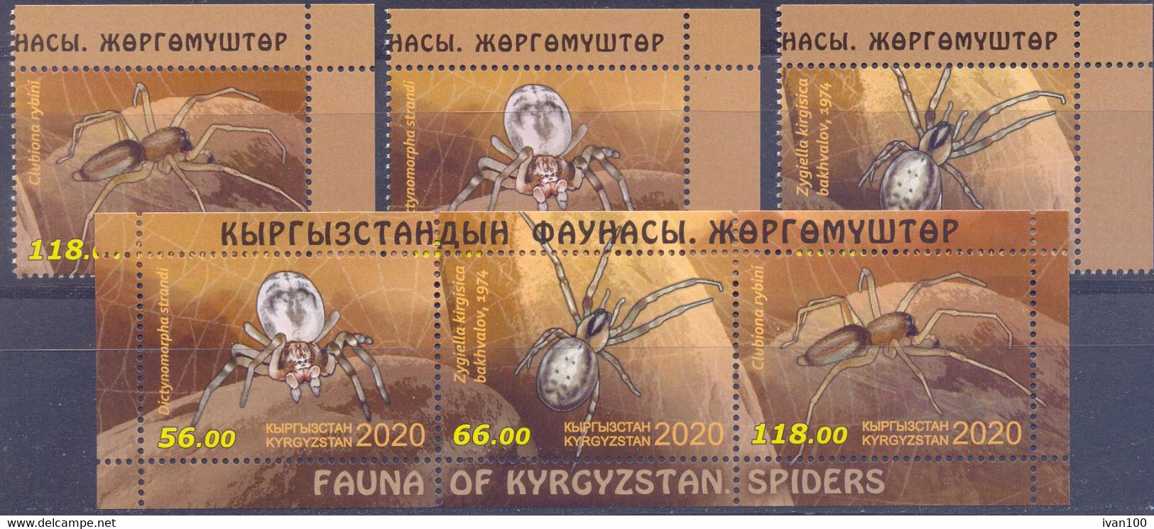 2020. Kyrgyzstan, Fauna Of Kyrgyzstan, Spiders, 3v + S/s  Perforated, Mint/** - Kirgisistan