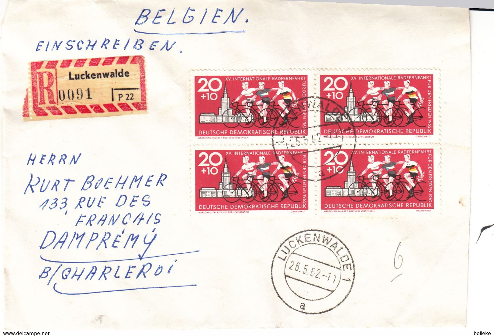 Allemagne - République Démocratique - Lettre Recom De 1962 - Oblit Luckenwalde - Cyclisme - - Briefe U. Dokumente