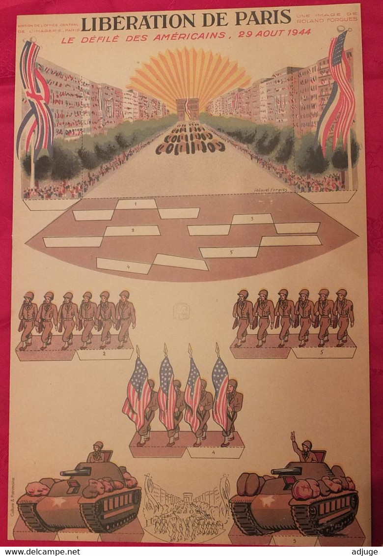 MAQUETTE  Roland FORGUES – Illustrateur-1944- LIBÉRATION De PARIS – Défilé Des Soldats Américains 29 Aout 1944*  *RARE * - Paper Models / Lasercut