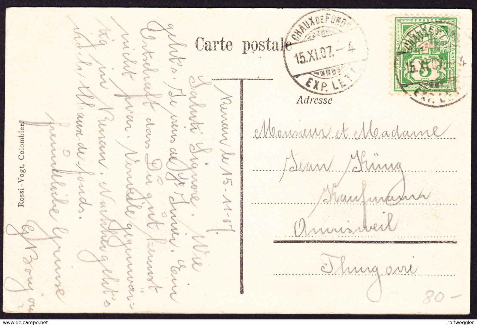 1907 Gelaufene AK, Renan, Hotel Cheval Blanc - Renan