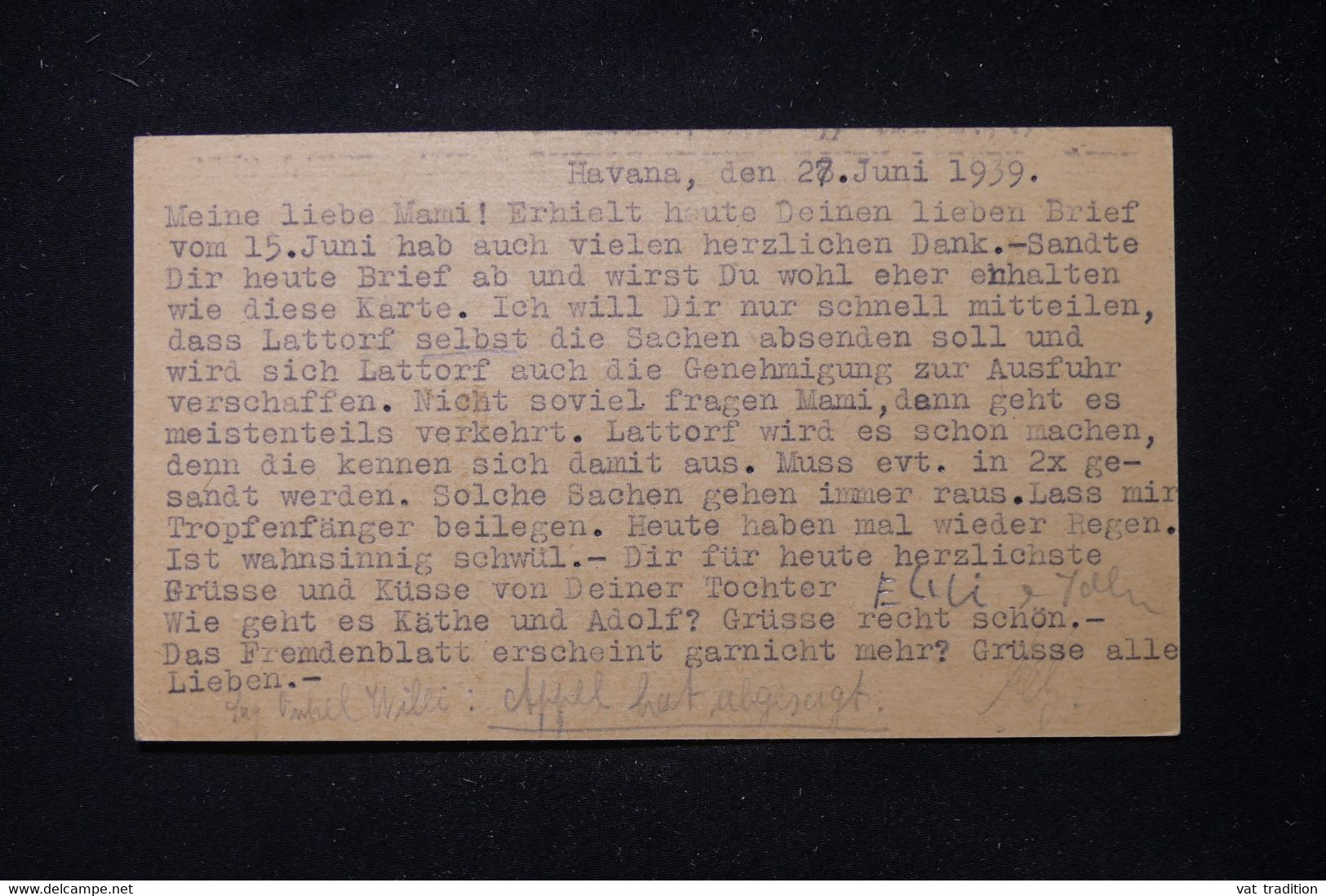 CUBA - Entier Postal + Complément De La Havane Pour L'Allemagne En 1939 - L 90626 - Lettres & Documents