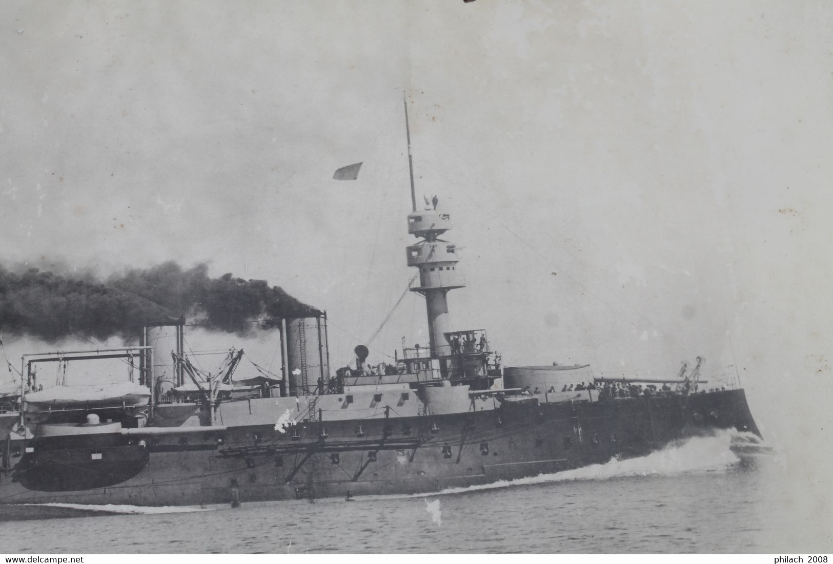 Photo Sous Cadre D'un Cuirassé Français Des Années 1880/1890 - Bateaux