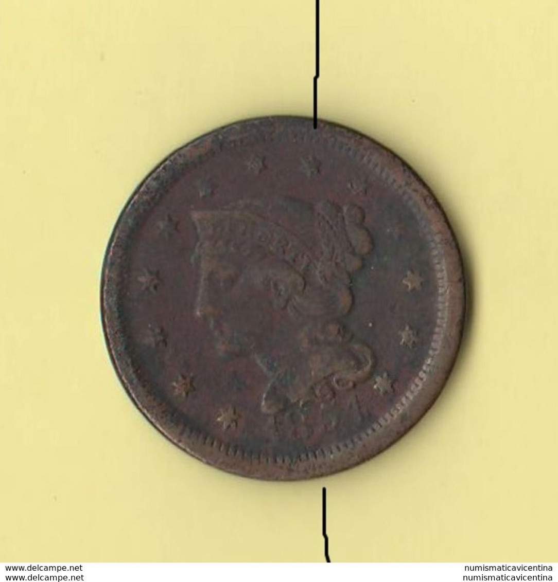 USA VARIANTE One Large Cent 1851 America Axis Variety Variant Variante Asse Spostato - 1840-1857: Braided Hair (Capelli Intrecciati)