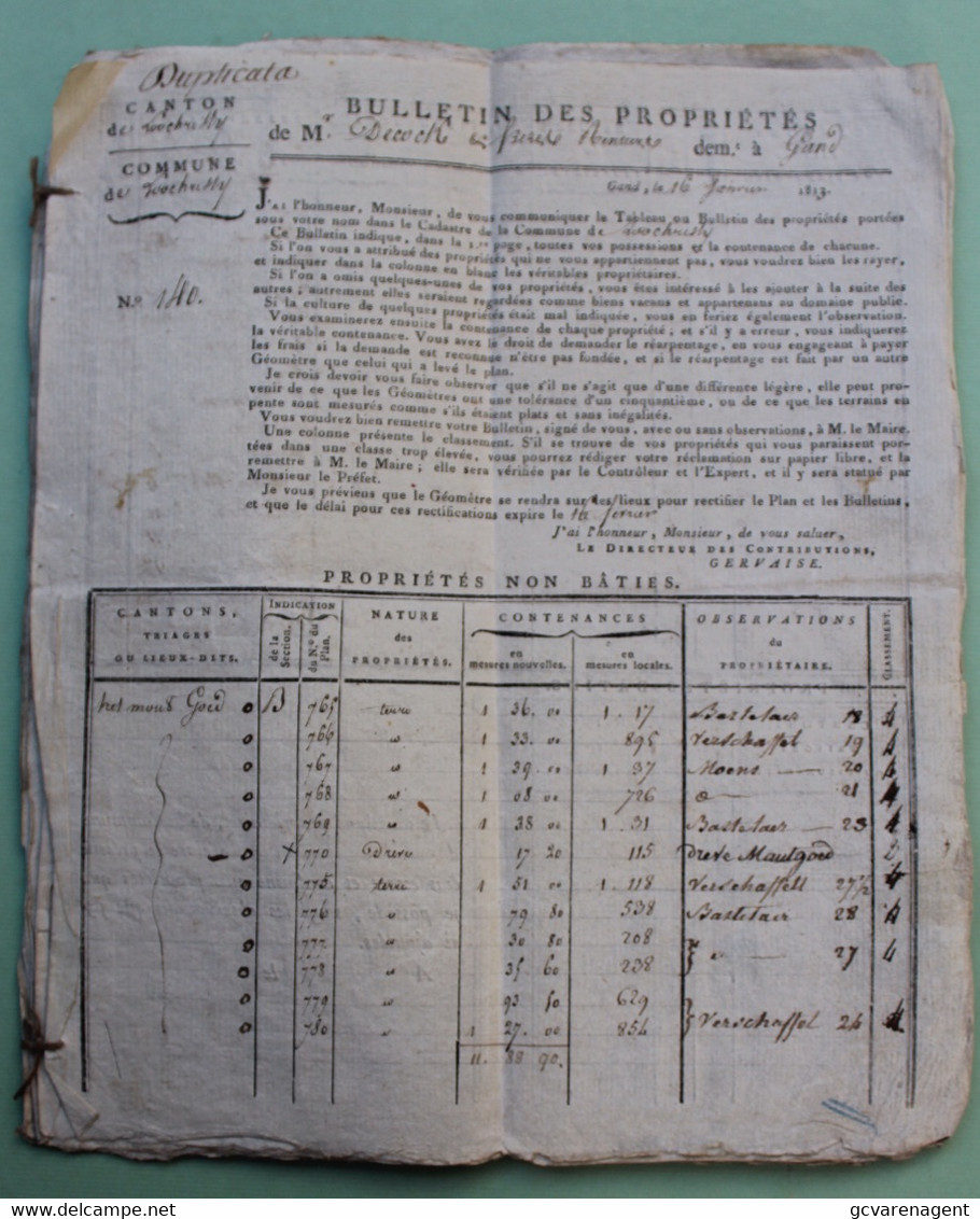 LOCHRISTIE 1813 - 14 BLZ SAMEN GEBONDEN MET KOORD ) BULLETIN DES PROPRIETES - EIGENDOMEN VAN INWONNERS  ZIE ALLES - Lochristi