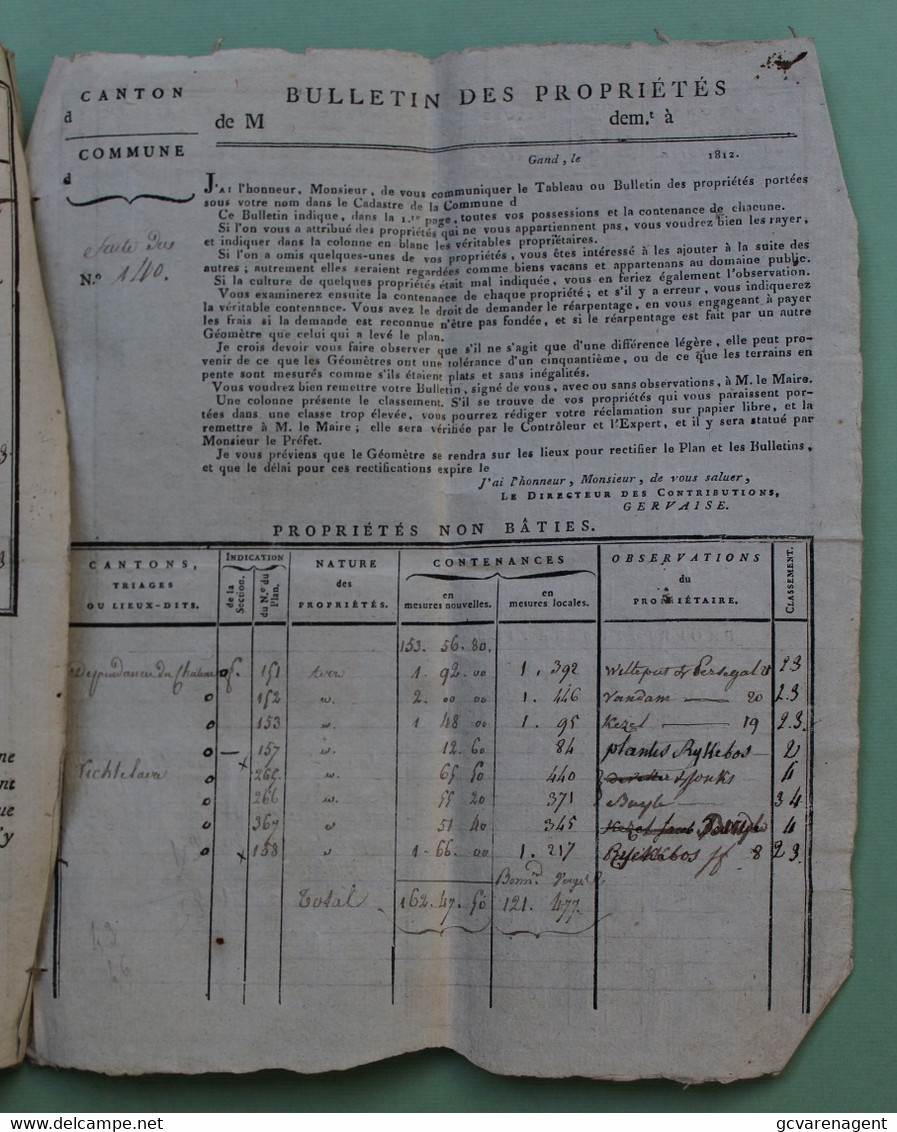 LOCHRISTIE 1813 - 14 BLZ SAMEN GEBONDEN MET KOORD ) BULLETIN DES PROPRIETES - EIGENDOMEN VAN INWONNERS  ZIE ALLES