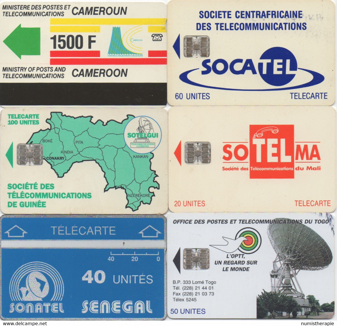 Lot De 6 Télécartes Des Pays Francophones : Cameroun - Centrafricaine - Guinée - Mali - Sénégal - Togo - Altri – Africa