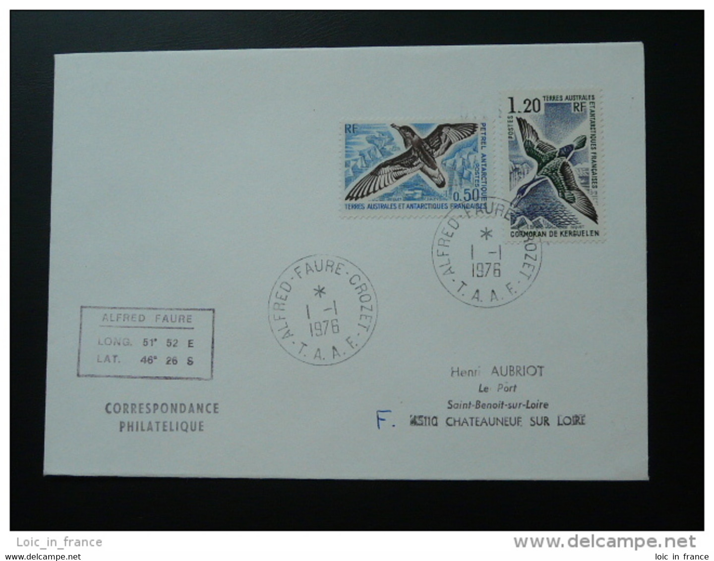 Lettre Cover Petrel Cormoran Terre Adelie TAAF 1976 - Briefe U. Dokumente