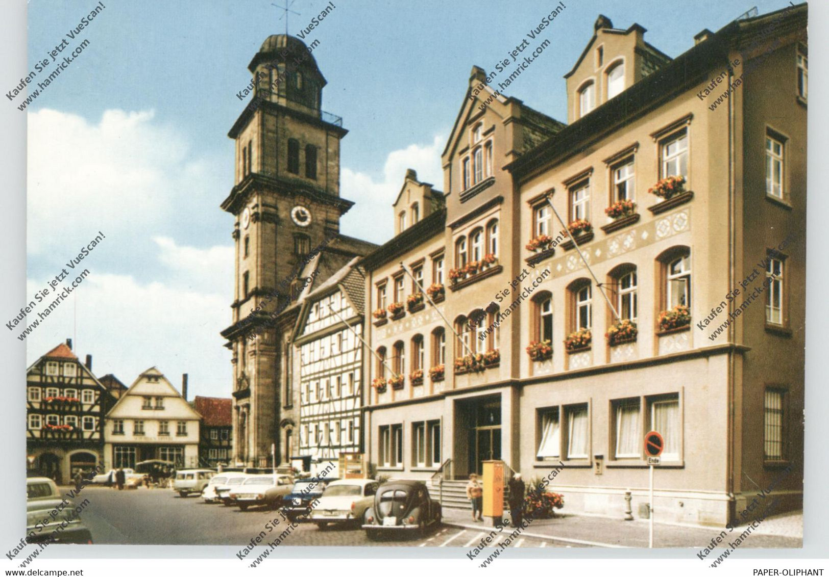 6420 LAUTERBACH, Rathaus & Kirche, VW-Käfer, FORD, FIAT, Post-Briefkasten - Lauterbach