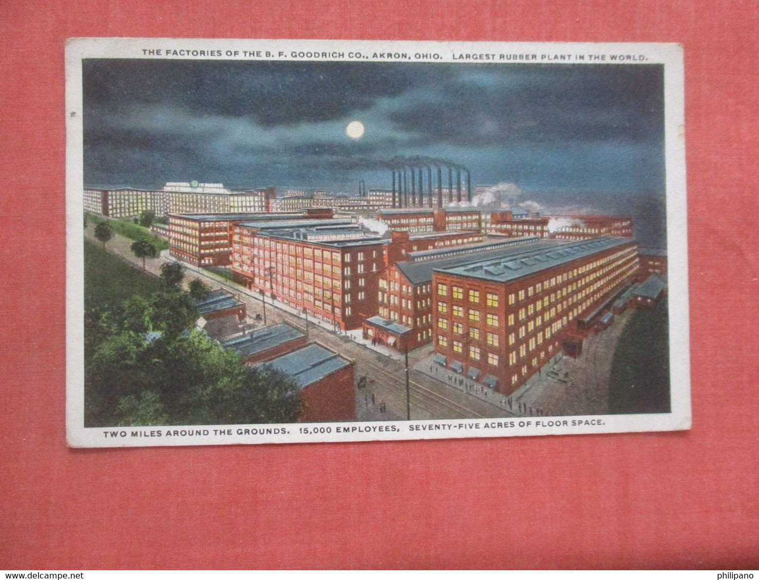 Night View B.F. Goodrich Factory   Ohio > Akron    Ref  4736 - Akron