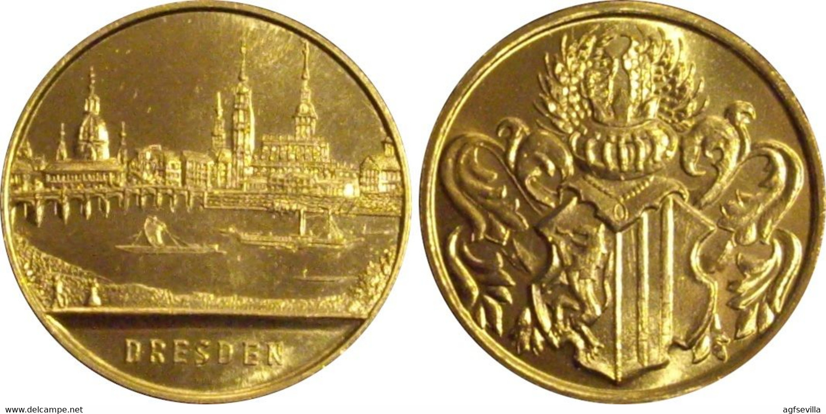 ALEMANIA. MEDALLA DEDICADA A LA CIUDAD DE DRESDEN. BRONCE DORADO. GERMAN MEDAL - Professionnels/De Société