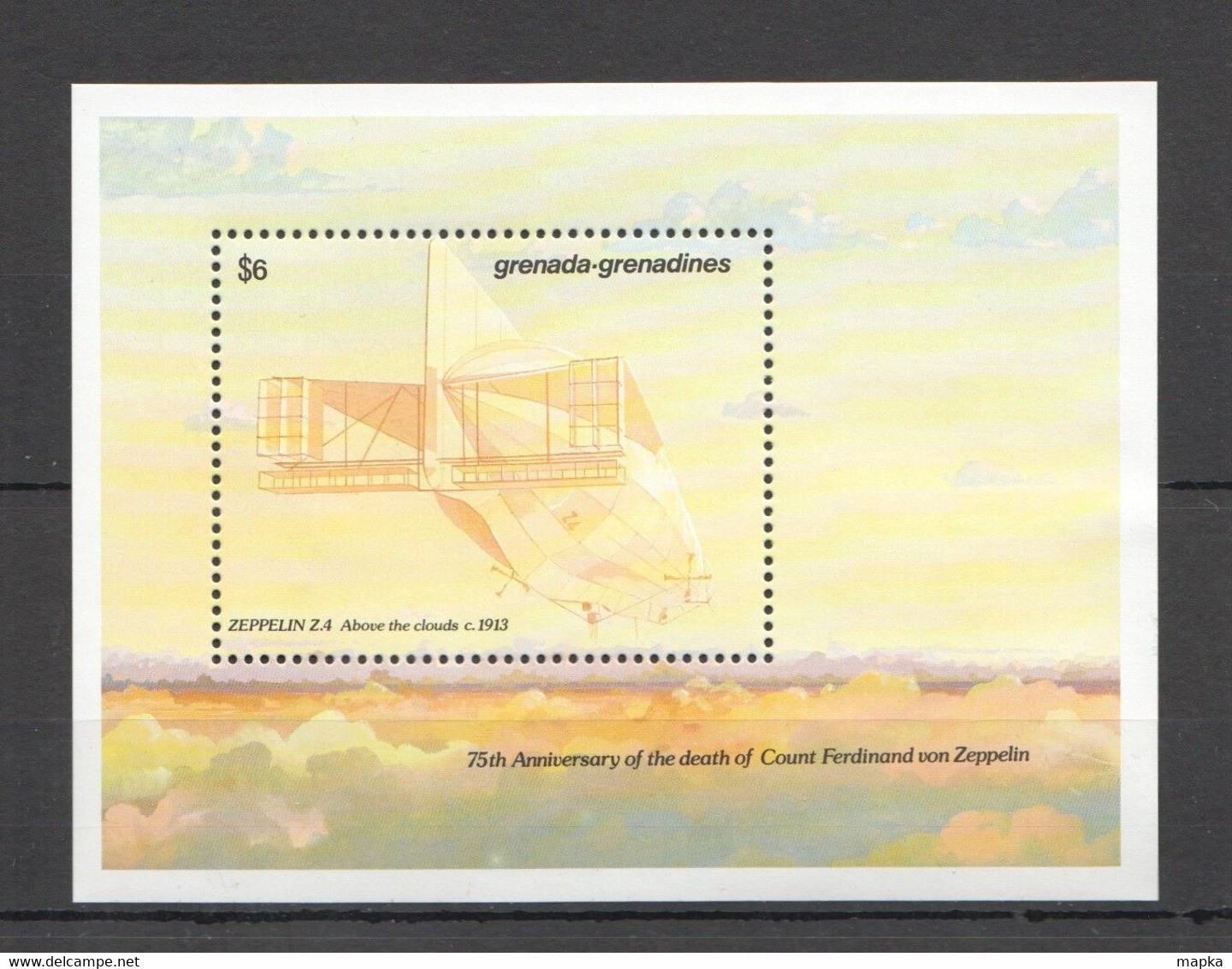 B020 GRENADA GRENADINES TRANSPORT AVIATION BALLOONS AIRSHIPS ZEPPELINS 1BL MNH - Airplanes