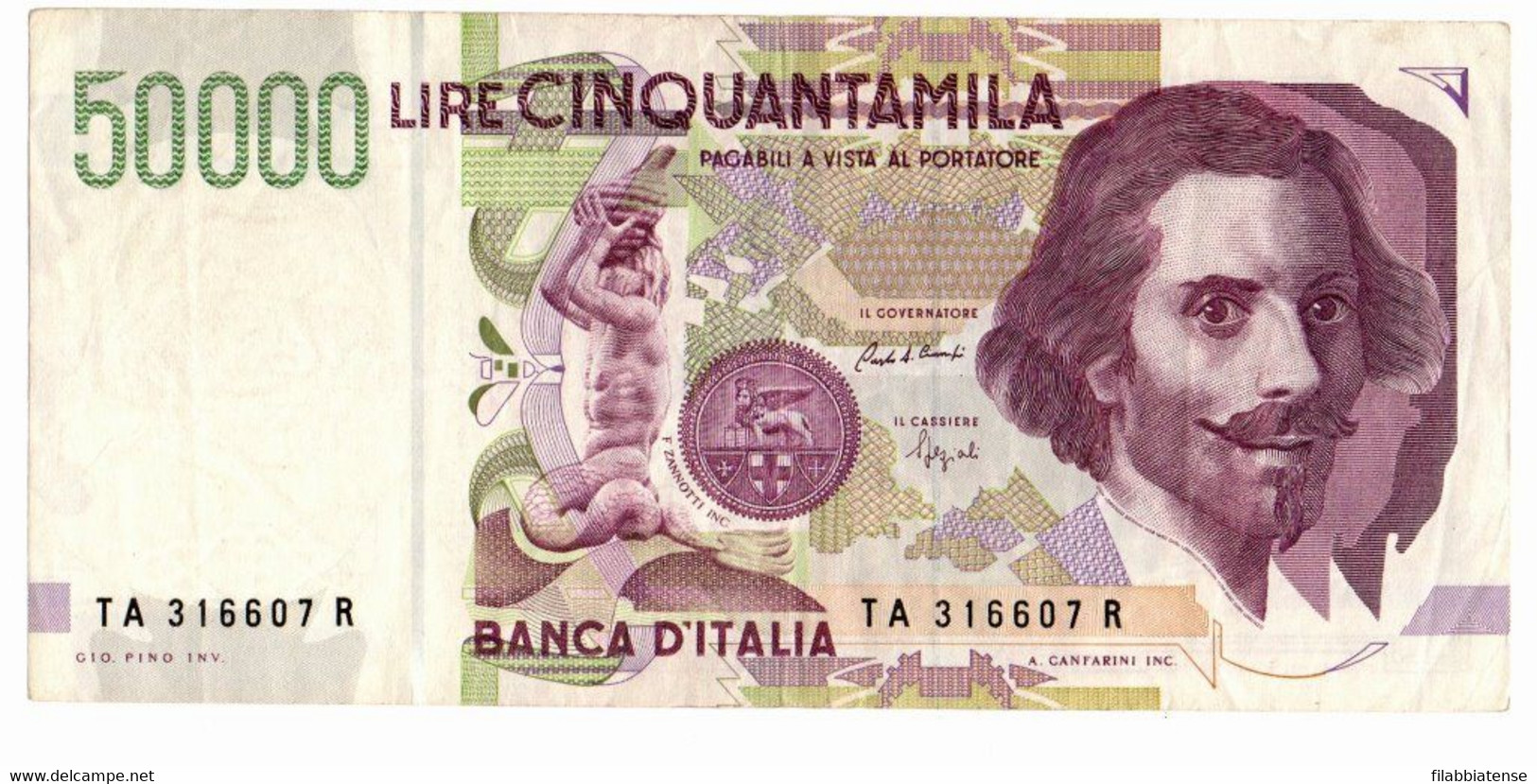 Italia - 50.000 Lire 1992 Bernini II     ----- - 50000 Liras