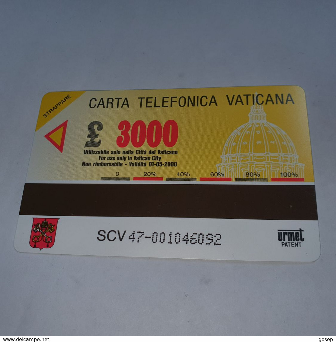 VATICAN-(vat-scv0047)-milionesima Carta-(21)-(lirat Vatican-3.000)-(001046092)-mint Card+1card Prepiad Free - Vaticano